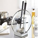 鍋蓋スタンド お玉スタンド タブレットスタンド レシピ本 まな板 卓上 白 ホワイト