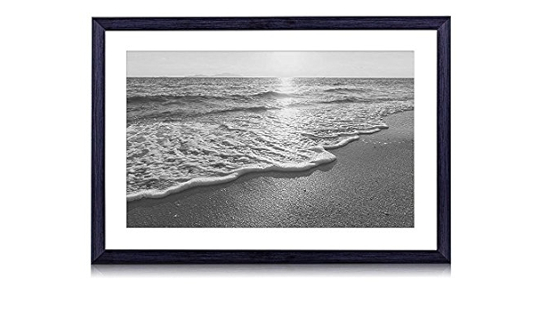 Amazon Co Jp サンセット ビーチ 海 海岸 波 木製の黒色のフォトフレーム 壁の絵 壁掛け ソファの背景絵画 壁アート写真の装飾画の壁画 白黒 海 60cmx40cm ホーム キッチン