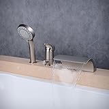 beelee bl6025nw Waterfall浴槽蛇口ハンドシャワー付き3つの穴シングルハンドルニッケルブラシ仕上げby Waitingホーム