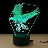 テーブルランプ3DクリエイティブライトイーグルLEDナイトライトベッドルームベッドサイドランプバレンタインデーギフト,Green