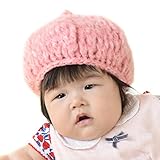 (カジュアルボックス)CasualBox ベビー Mohair マッシュルーム ニット ベレー帽 フリーサイズ 赤ちゃん 出産祝い Chamr チャーム(ピンク)