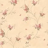 Brewster 436-66404 Isabelle Pink Butterfly Floral Trail Wallpaper Pink [並行輸入品]