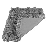CHUBBY FOOTIQUE Rosette Baby Stroller Blanket / Receiving Blanket with Plush Inner and Frilled Satin