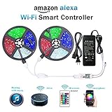 WENTOP WiFiワイヤレススマート電話制御LEDストリップライトキット、DC 24 V 65.6 Ft ( 20 m ) 5050 RGB 600leds LEDストリップテープライトwith 
