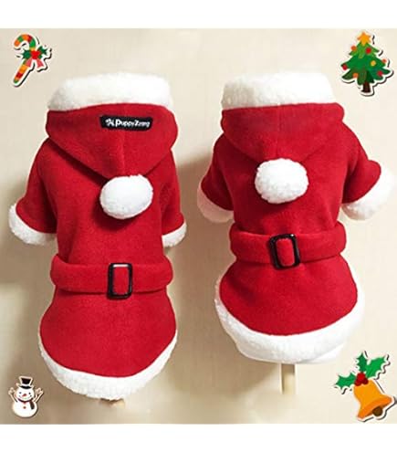 Amazon | Socpuro クリスマス 犬服 猫服 サンタ コスチューム 帽子付き