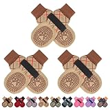 BINGPET 犬 靴下 犬用靴下 滑り止め 足保護 6個セット 肉球保護 犬の靴下 柔らかい 脱げない ペットソックス かわいい犬の足跡 防寒 転倒防止 秋冬 屋内用 通気性 介護 老犬 サポート 足舐め防止 かわいい おしゃれ 小型犬 中型犬 大型犬 シニア犬用 （紫色、L）