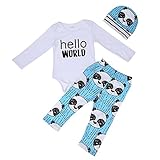 Bestjpshop 2018 子供服　ベビー服 長袖 3点セット（ロンパース＋パンツ+帽子)可愛いパンダ 肌着　幼児　赤ちゃん　新生児パジャマ　ロンパース　カバーオール　出産祝い/プレゼント　四季兼