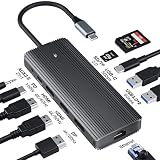 AOOCOO 11-in-1 USB C ドッキングステーショントリプルディスプレイUSB Type C ハブHDMI ドッキングステーション 変換アダプタ2（デュアル）4K HDMI【USB-C PD 10Gbps データ ハブ/デュアル 4K HDMI/DP出力ポート/100W 急速充電ポート/RJ45ポート/オーディオ ポート/USB3.0ポート/MicroSD & TFカード スロット】