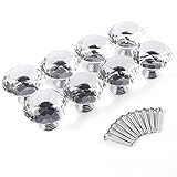 北欧調　クリスタル ドアノブ　ドレッサー/タンス/キャビネット/棚/ドア用金物 ホームドレスアップ 引き出しツマミ　ネジ付き　透明　丸型