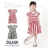 (ディラッシュ) DILASH盛夏'16/リボン付きボーダー半袖ワンピース 140 レッド