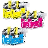 ブラザー用LC213互換インクカートリッジ 3色6本セット ICチップ付け LC213-4PKインク (2C/2M/2Y) 対応機種：DCP-J4220N-B/W DCP-J4225N DCP-Ｊ4220N MFC-J4720N MFC-J4725N MFC-J5820DW MFC-J5720CDW MFC-J5620CDW MFC-J5820DN