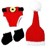 Pixnor Christmas Baby Props Infant Newborn Costume Photography Prop Santa Claus Knitted Outfit [並行輸入