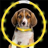 Ruanyi 充電式LED光る犬の首の防水調節可能な点滅の輝くペット安全襟黄色