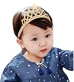 Platina Bear (プラチナベア) ティアラ風 ベビーヘアバンド 誕生日 お食い初め 星 ベビー用 クラウン 王冠 (ゴールド)