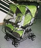 Sashas Rain and Wind Cover for Peg Perego Aria Twin, and Aria Twin 60/40 Twin Side by Side Stroller 