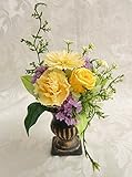 プリザーブドフラワー 小さな小さな野花の 仏花 お仏壇 お供え 黄色 菊 カーネーション バラ アレンジ 花瓶付
