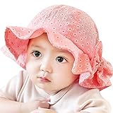 Domybest ベビー用ハット バケットハット　つば広ハット 赤ちゃんキャップ キッズ 帽子 子供サンバイザー 　花柄　リボン飾り 女の子 女児 日焼け防止 紫外線対策　4色選択可能 (D)