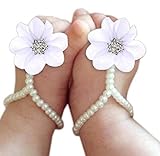 singleluci 1ペア幼児パールアンクレットシフォンBarefoot幼児用足花 カラー: ホワイト