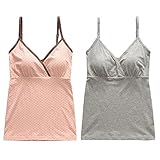 (Pink17°)109PLクロスオープンキャミソール 授乳キャミ マタニティ 綿　ドット柄　マタニティキャミ 産前産後 109 (L, 2枚セット（グレー+ピンク）)