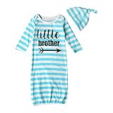 赤ちゃん服　カバオール　パジャマ　ベビー服　新生児　寝袋　ボディースーツ　綿　ストライプ　女の子　男の子　出産祝い　可愛い　2点セット (ブルー)