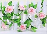 Flower Ivy Garland Artificial Silk Rose Garland4 Strands Each Strand 7.9FT Fake Flower Ivy Leaf Vine
