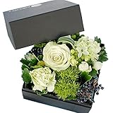 パラボッセオリジナル フラワーボックス アレンジ ボックスフラワーSサイズ（白グリーン・ブラックbox）