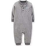 カーターズ（Carter's）男の子用グレーボーダーワンちゃん刺繍入り木目ボタンお出かけ用ジャンプスーツ (newborn(-55cm)) [並行輸入品]