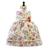 ベビードレス 001920 ヘアバンド付き 結婚式 クラシカルな花柄ドレス ワンピース セレモニー お宮参り フォーマル [リトルプリンセス] Little Princess バナナ 95cm