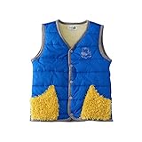 PANCY 子供服 秋冬 防寒ベスト 袖なしジャケット 裏起毛 男の子 女の子 厚手(140cm,ブルー)