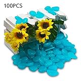 飾り石 発光石 彩り石 水槽飾り 蓄光砕石 夜光石 蓄光石 100個入り 8色 水槽 アクアリウム 石 夜光石 石光る石 ガーデン 輝く石 通路/車道/水族館/庭園 (ブルー)