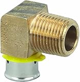 Viega 92540 PureFlow Zero Lead Bronze PEX Press Elbow with Male 3/4-Inch by 3/4-Inch Press x Male NP