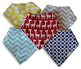 Regaroo Bandana Bib Set - Designer Cotton Front with Plush Fleece Back - Softer and Thicker Than Sta