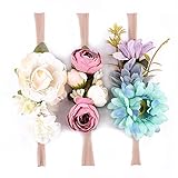 Pro-nicee ベビー　ガール ベビー ヘアバンド フラワー カチューシャ 花輪 髪飾り ヘアアクセサリー ３点セット 宮参り お祝い 結婚式 撮影