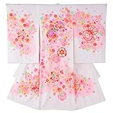 女の子初着 お宮参り着物 ポリエステル 白地 鞠に桜