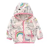 Cutelove　ウインドブレーカー　トップス　帽子付き　レインボー柄　長袖　女の子　ガールズ　ベビー　赤ちゃん　幼児　ベビー服　秋　可愛い　暖かい　保温　防寒　ファッション　カジュアル　普段着　韓国
