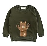 子供服 春秋 冬 長袖 Tシャツ トレーナー 丸い襟 男の子 女の子 ベビー 裏起毛 おしゃれ カジュアル ファッション 可愛い 動物柄 熊 プリント 3色