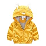 Sasairy コート 子供服 男の子 キッズ 長袖 ジャケット アウターコート 帽子付き パーカー 薄手 通園 通学 春服 秋服 ジップアップ 風抜け フード付き 黄色
