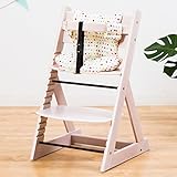 【人気ベビーチェア 笑顔のマジカルチェアー＋専用クッション (お得2点セット)】 木製椅子 安心強度の三角形ベース 高さ調節可能 ふかふかクッションセット (チェア：ホワイトウォッシュ色 クッション：