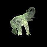 子供用ナイトライト、3d象Illusionタッチコントロールスイッチ電池式7色キッズ子供子供用部屋ホテルパーティーインテリアデスク照明tueselesoleil