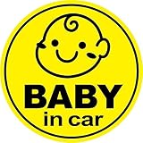 Sticker Shop Haru BABY IN CAR マグネット にっこり丸型 イエロー