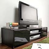 背面収納鏡面テレビ台【ROBINロビン】≪幅120cm≫37V型まで対応、配線スッキリ収納、隠しキャスター付き (ブラック)