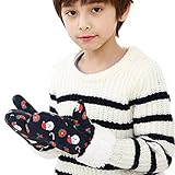 手袋 キッズ 男の子 女の子 スキー手袋 ジュニア 防寒 ミトン 裏起毛 暖かい ボア 保温防風素材 子供用 グローブ 雪遊び スキー スノボ 通学 可愛い クリスマス 誕生日 プレゼント ネイビー