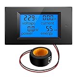 KKmoon 4in1 デジタル 電力チェッカー LCD パネル 電流電圧計 パワーワットモニタ 100A AC 80V-260V 20A / 100A 電流 電圧 KWh測定 電流トランスCT付き 