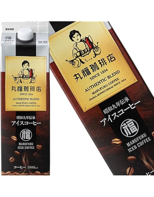 【楽天市場】丸福珈琲店 昭和九年伝承アイスコーヒー 無糖 1L 紙パック 12本 (6本入×2 まとめ買い) ブラック 送料無料 :  いわゆるソフトドリンクのお店 丸福珈琲店 昭和九年伝承アイスコーヒー 無糖 1000ml紙パック×12本[6本×2箱]【3～4営業日以内に出荷】 1L 1l コー