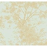 York Wallcoverings YV9013SMP Blue Book Tree Silhouette Wallpaper Memo Sample, 8-Inch x 10-Inch, Blue