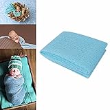 (フィーショー)FEESHOW ベビーラップブランケット ベビーコスチューム 着ぐるみ おくるみ 柔らかい レース 写真撮影 寝相アート 出産祝い 百日祝い スカイブルー シングル