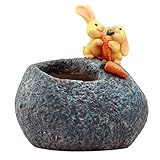 Lovoski 漫画のウサギ　多肉植物　プランター　収納ボックス　盆栽　植木鉢　オフィス飾り　置物　ギフト　２色選べ - 黄, 9.6x7x10.8cm