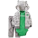 カーターズ Carter's 2015年秋冬最新作 男の子用グレーボーダー恐竜アップリケ耳フード付きフリースジャケット上下3点セット (24months(... [並行輸入品]