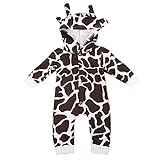 ベビー　子供服　ロンパース　女の子　男の子　長袖　カバーオール　かわいい　乳牛　超柔らかい　薄手　前開き　赤ちゃん服　満月　出産祝い　普段着　パジャマ　プレゼント (80)