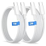 USB C ケーブル 【1M+2M 2本】タイプc ケーブル PD対応 データ転送 断線防止 60W超急速充電 Type C to Type C ケーブ ル for iPhone 16/15 Pro/Plus/Pro Max/Galaxy S25/S24/S23/Sony、Pixelなど TypeC 機種対応